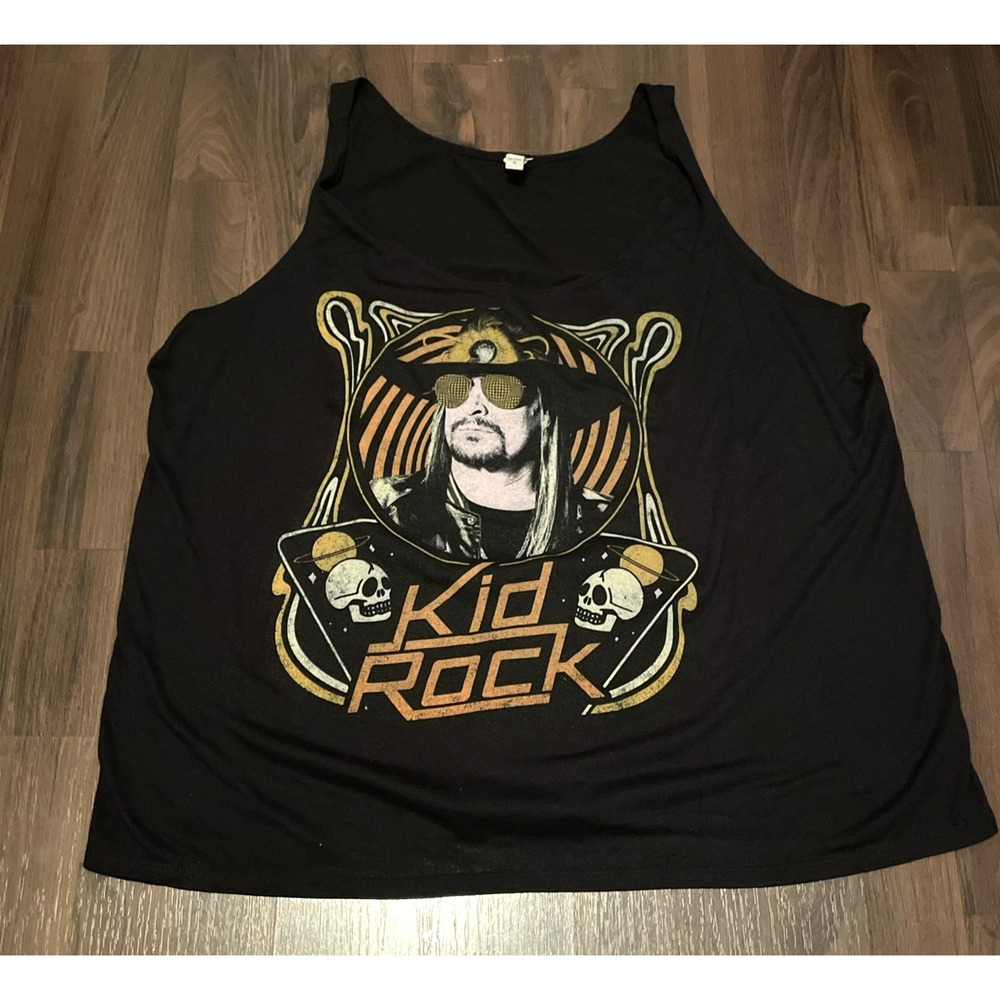 NEW Kid Rock Concert Tank Top XL Black Skulls Rock N Roll